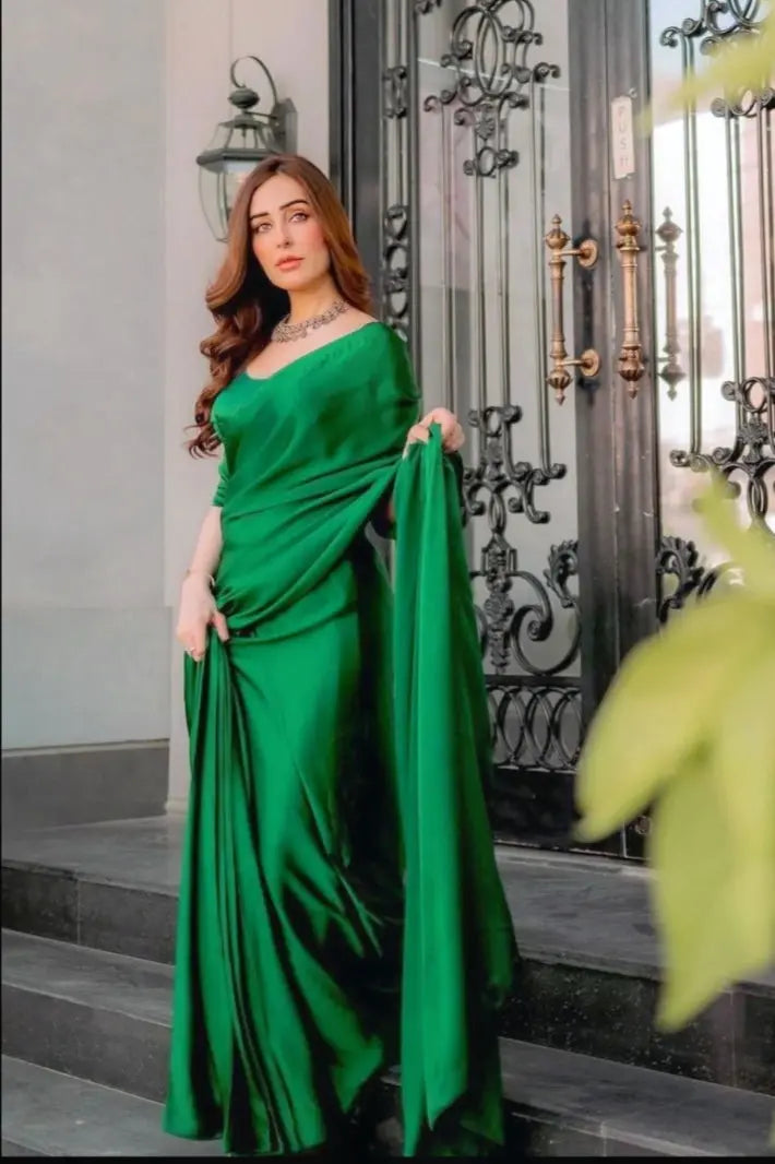 SILK Saree Bottle Green